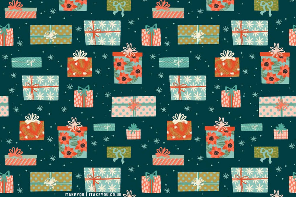 Festive Christmas Wallpaper: Colorful Gifts on Dark Background