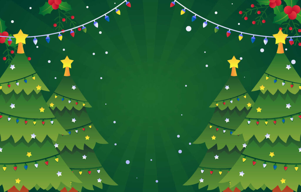 Joyful Christmas Wallpaper: Decorated Trees & Twinkling Lights