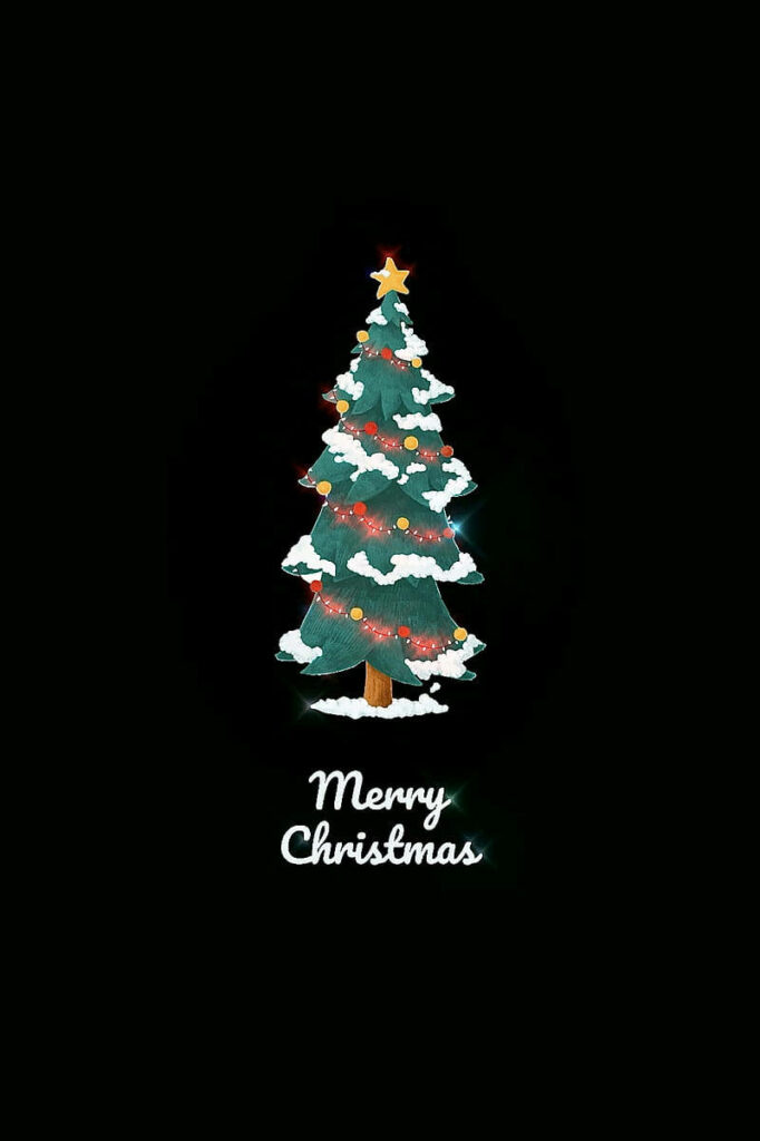 Festive Christmas Wallpaper: Decorated Tree & Merry Christmas Text