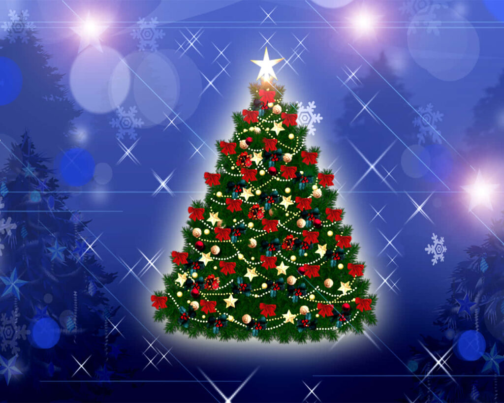Festive Christmas Tree Wallpaper: Cheerful Holiday Decor