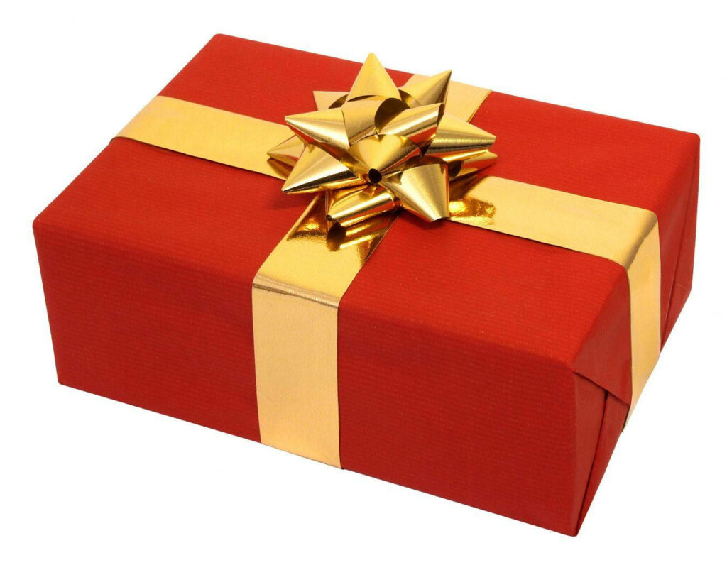 Vibrant Holiday Wallpaper: Red Christmas Present & Gold Ribbon Background