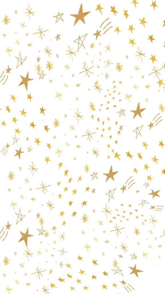 Festive Christmas Wallpaper: Golden Stars on White for Holiday Magic