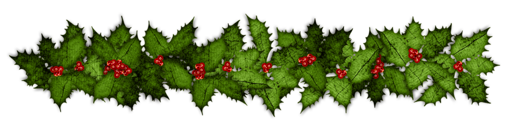 Festive Elegant Wallpaper with Holly Leaves and Red Berries