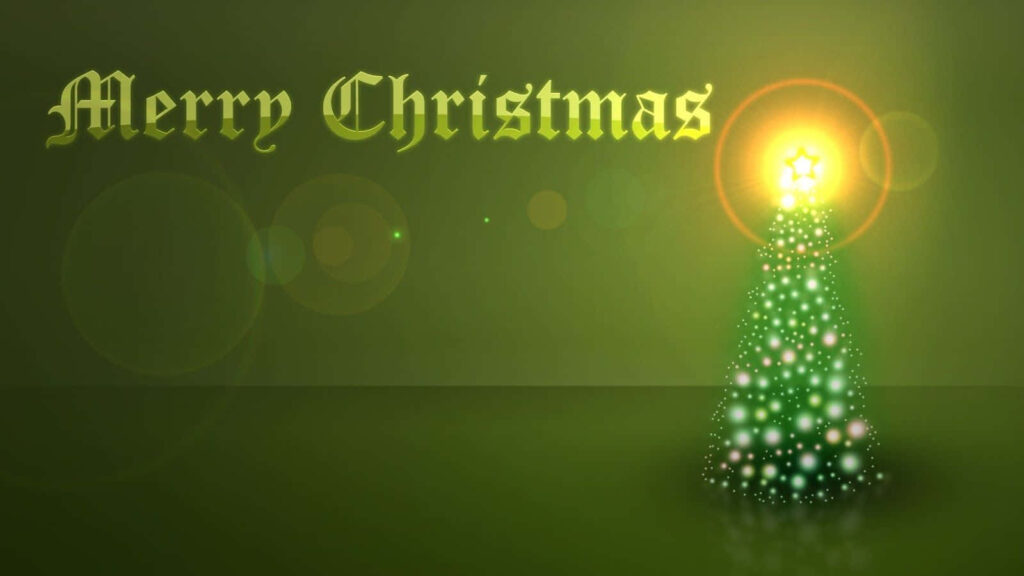 Festive Christmas Wallpaper: Illuminated Tree on Serene Green Background