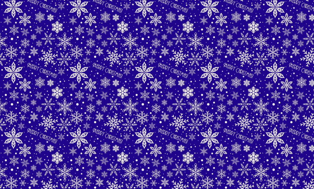 Festive Blue Christmas Wallpaper with Snowflakes & Joyful Text