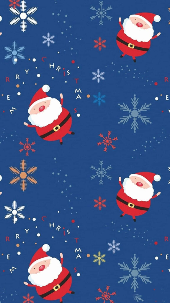 Playful Santa and Snowflake Christmas Wallpaper for a Festive Background