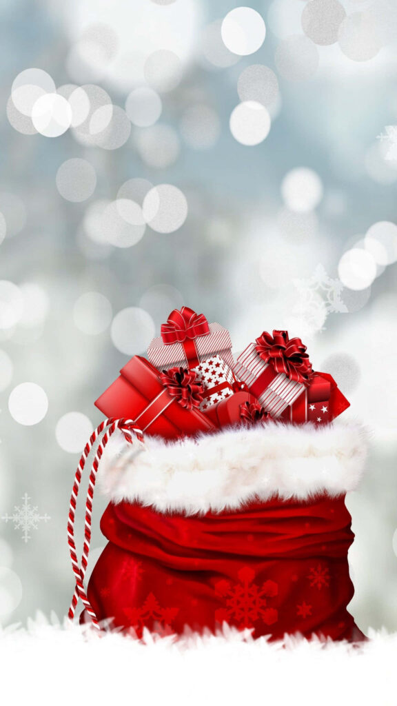 Festive Christmas Eve Wallpaper: Red Sack & Wrapped Gifts