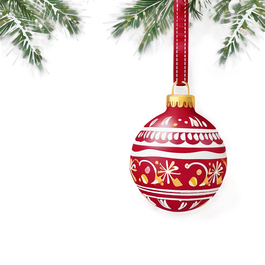 Festive Christmas Wallpaper: Red Ornament on Snowy Tree Branch