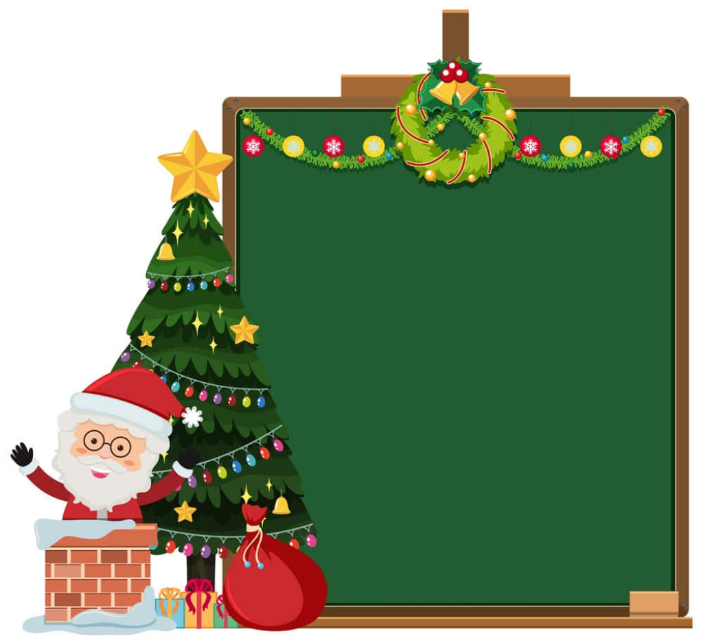 Festive Christmas Wallpaper with Santa & Decorated Tree Background