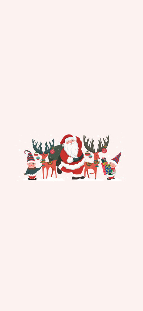 Joyful Christmas Wallpaper: Santa, Elves & Reindeer Design