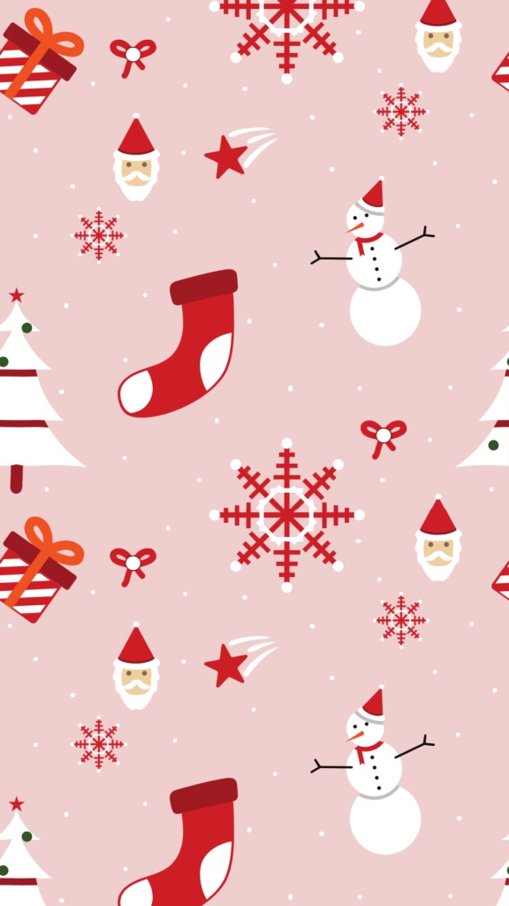 Festive Christmas Phone Wallpaper: Snowmen & Santa on Pink Background