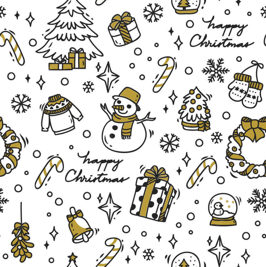 Festive Christmas Wallpaper: Snowmen, Trees, & Candy Canes Design