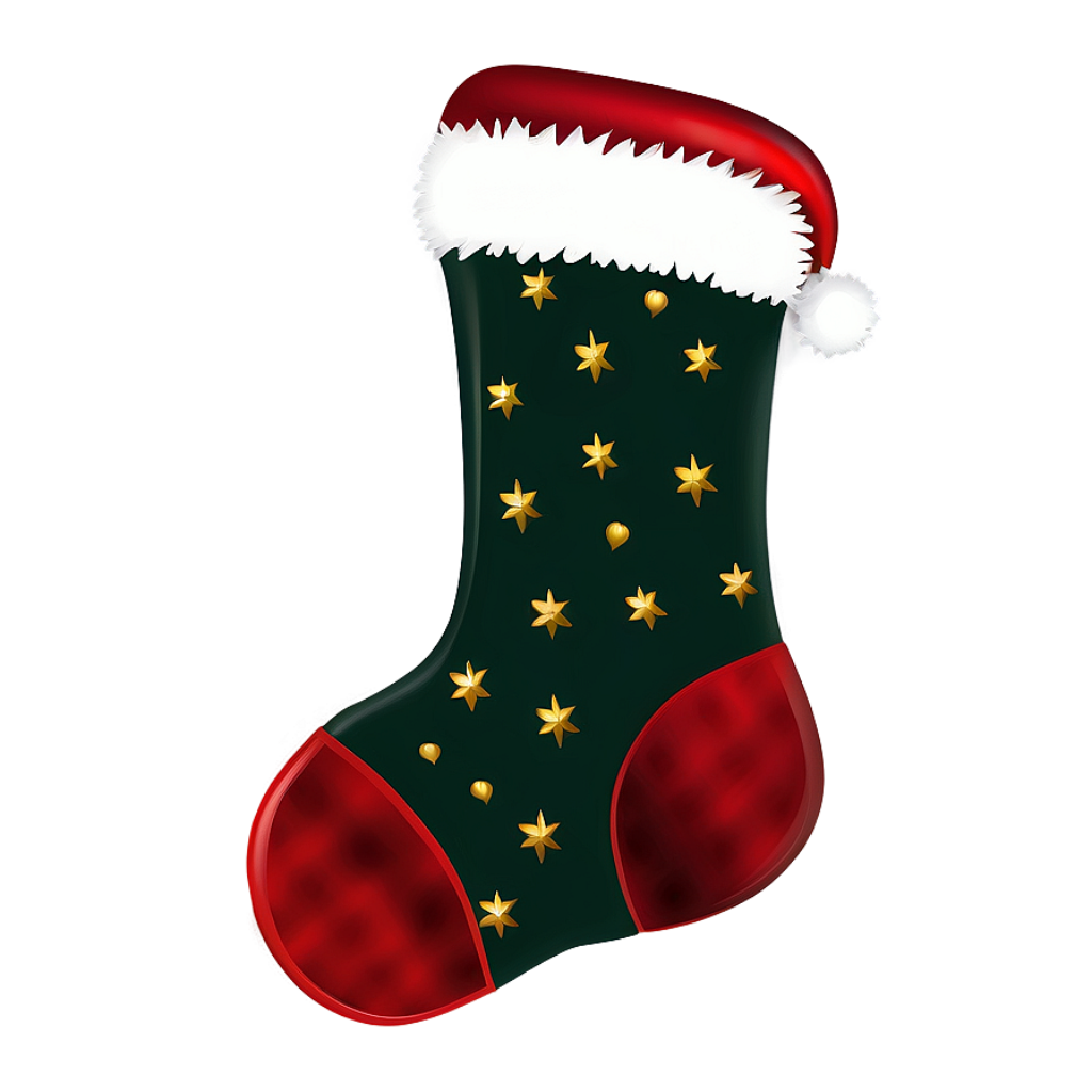 Festive Christmas Stocking Wallpaper with Golden Stars & Glow