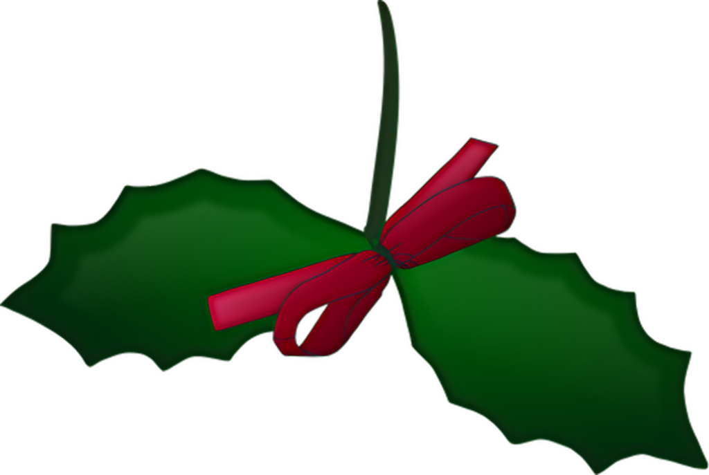 Vibrant Green Holly Leaves with Red Bow - Christmas Background Wallpaper
