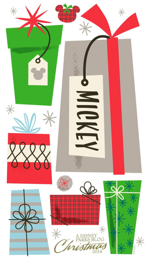 Colorful Christmas Gifts Wallpaper with Disney Magic & Cheer