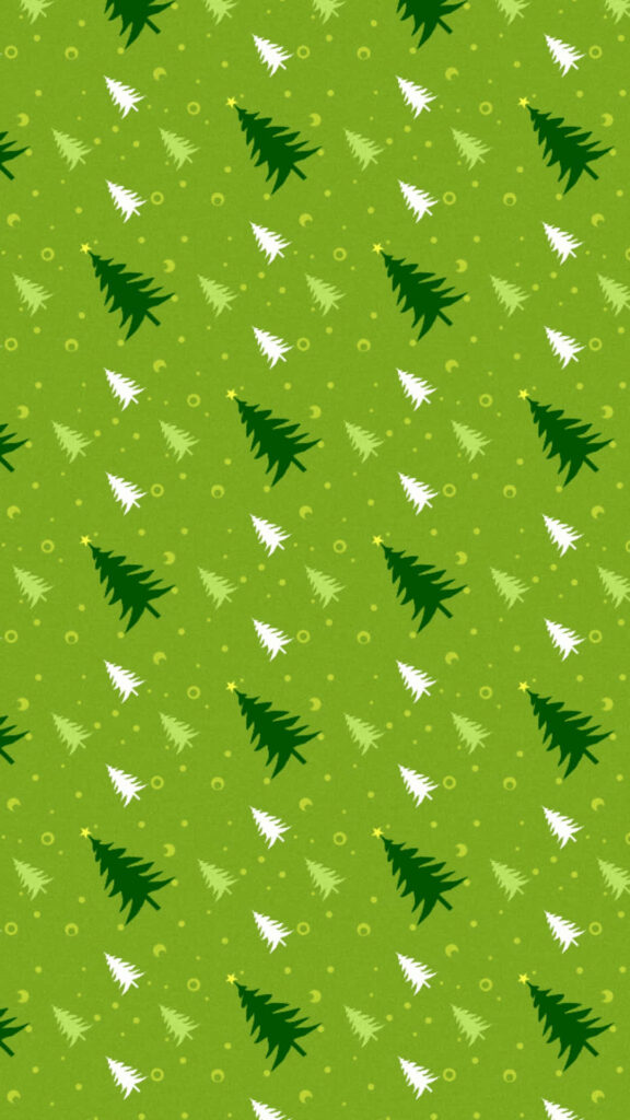 Festive Christmas Wallpaper: Green Tree Pattern on Vibrant Background