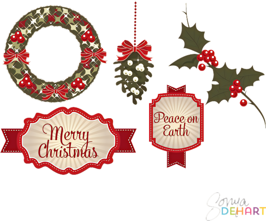 Festive Christmas Wallpaper with Holly, Mistletoe & Cheerful Signs