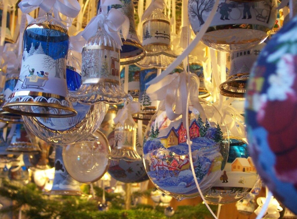 Festive Christmas Ornaments Wallpaper: Joyful Holiday Background
