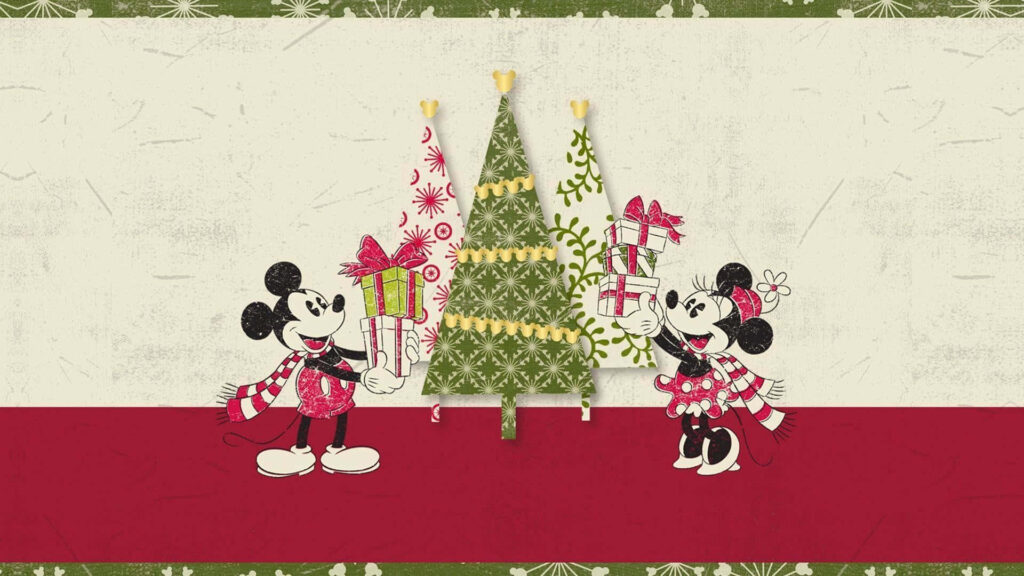 Whimsical Christmas Wallpaper: Cartoon Characters & Festive Cheer