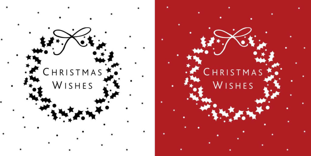 Charming Christmas Wreath Wallpaper: Black & Red Designs for Invitations