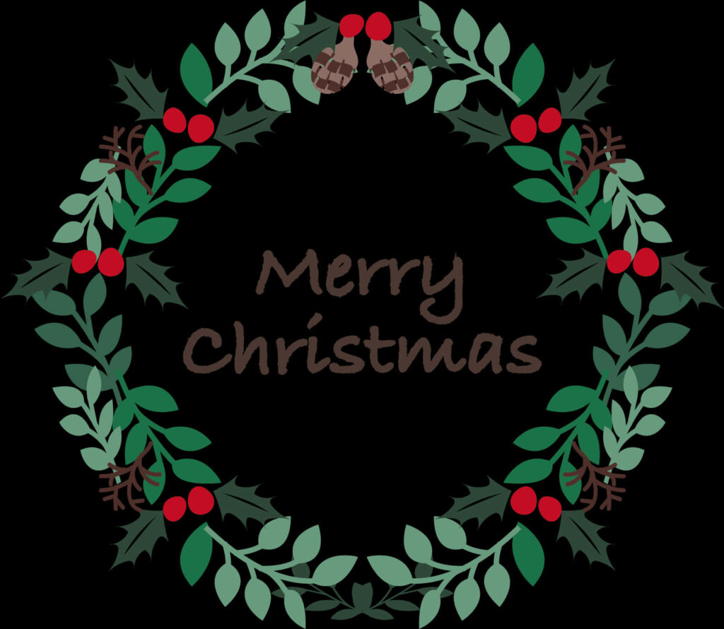 Cheerful Merry Christmas Wreath Wallpaper with Holiday Greetings