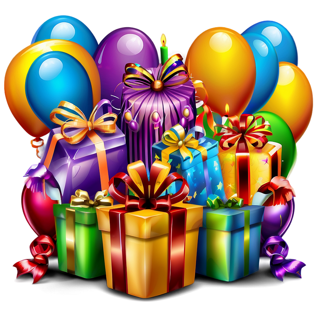 Bright Birthday Background: Colorful Balloons & Gift Boxes Wallpaper