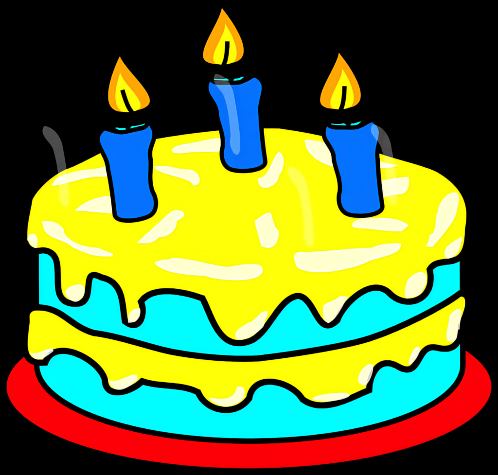 Cheerful Birthday Cake Illustration with Colorful Candles & Icing Wallpaper