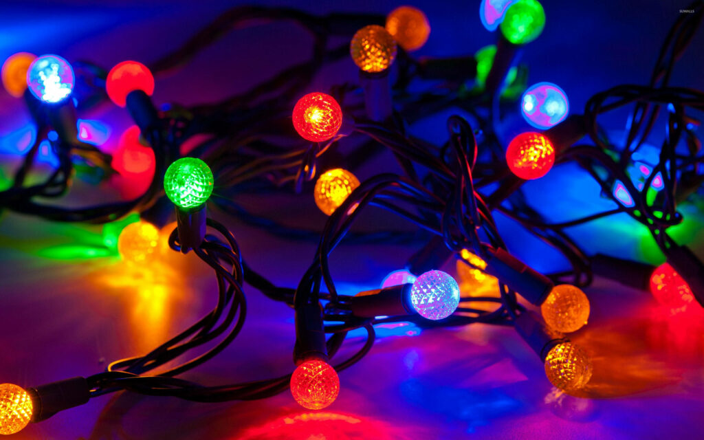 Festive Colorful Christmas Lights Wallpaper - Joyful Holiday Background