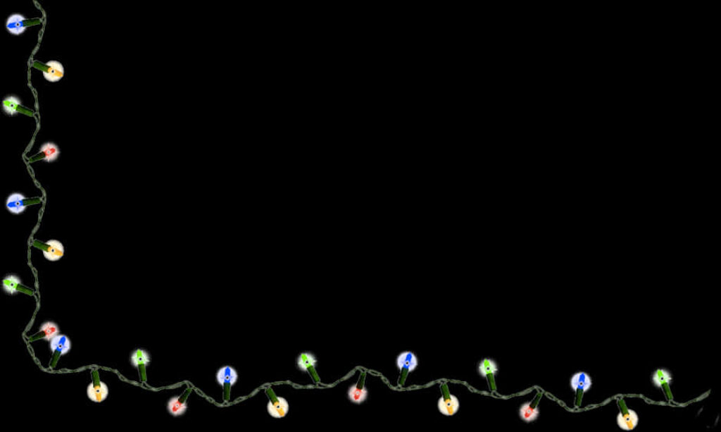 Vibrant Christmas Lights Border Wallpaper on Black Background