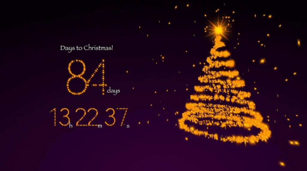 Festive Christmas Countdown Wallpaper with Golden Tree Design