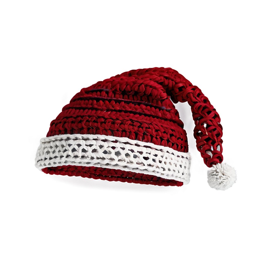 Festive Crochet Christmas Hat in Red & White with Fluffy Pom-Pom Wallpaper