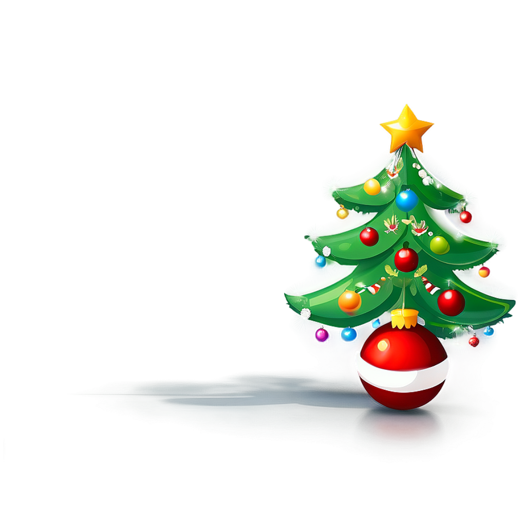 Stylized Christmas Tree Wallpaper: Colorful Ornaments & Green Background
