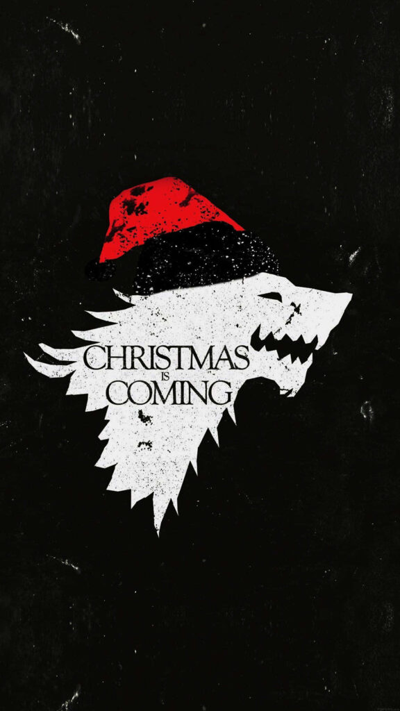 Christmas is Coming: White Direwolf Silhouette Wallpaper Design