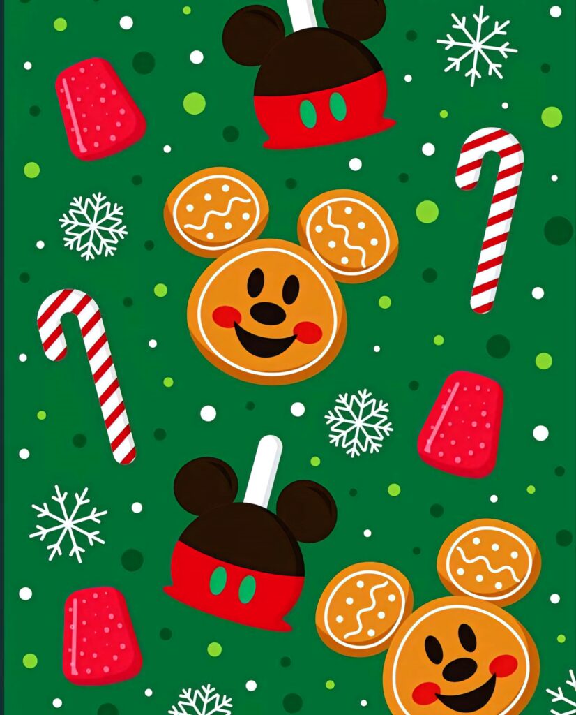 Disney Character Gingerbread Cookies Festive Wallpaper Background