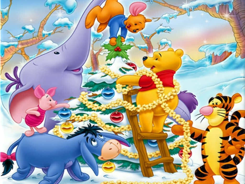 Festive Disney Winnie the Pooh Christmas Wallpaper for Kids