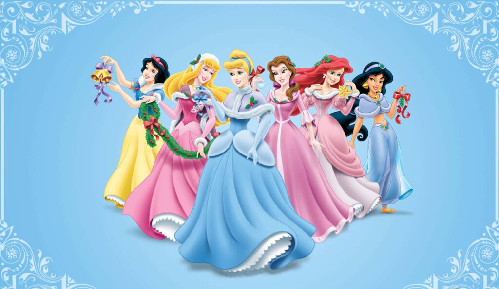 Festive Disney Princess Wallpaper: Magical Christmas Background