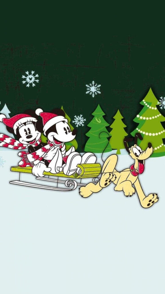Festive Disney Wallpaper: Mickey, Minnie & Pluto’s Christmas Adventure