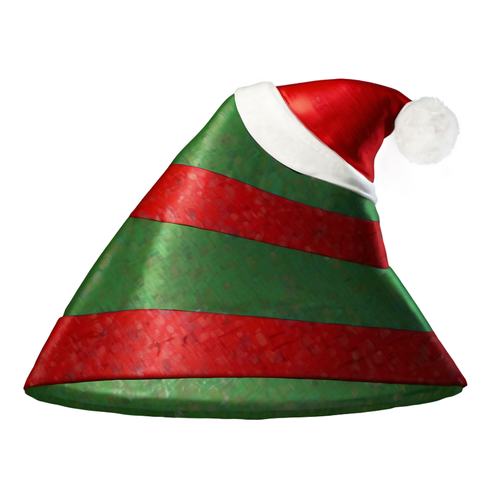 Festive Elf Hat Wallpaper: Red and Green Stripes with Pom-Pom