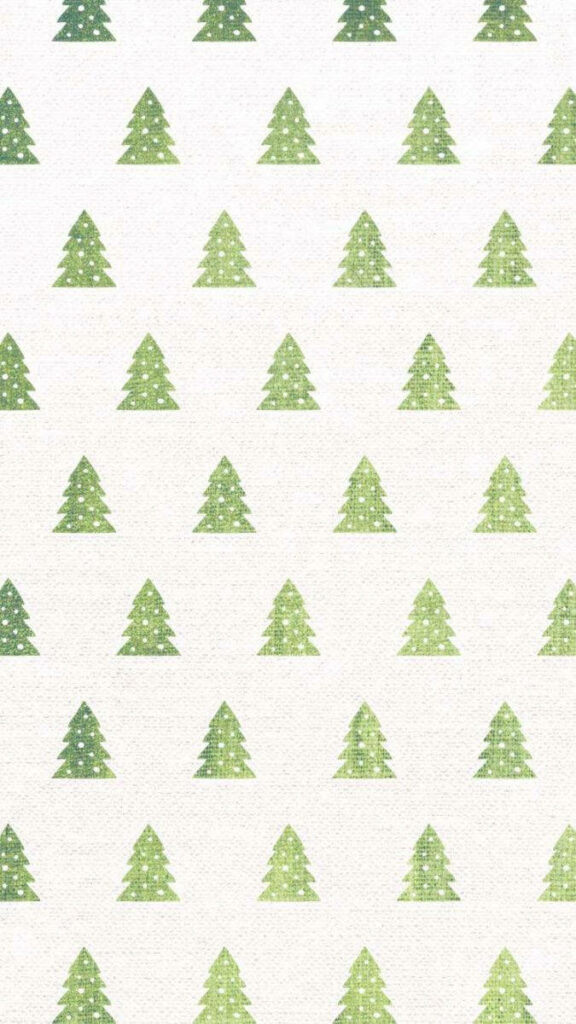 Whimsical Winter Wonderland: Delightful Christmas iPhone Wallpaper of Green Trees Against a Pure White Backdrop