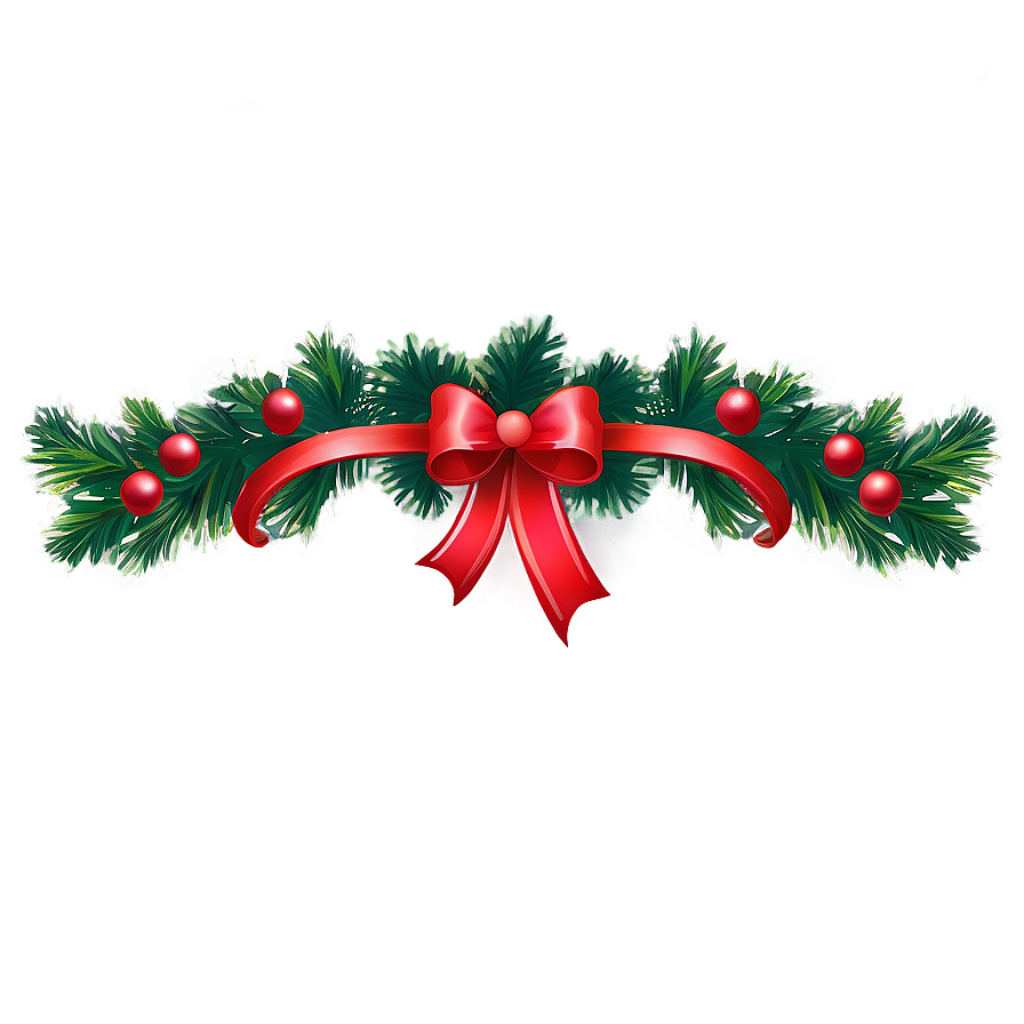 Festive Garland Wallpaper: Pine, Red Berries & Bow on Subtle Background
