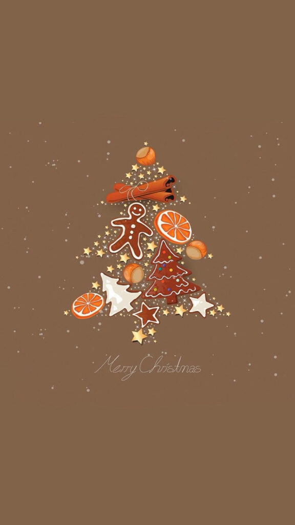Festive Gingerbread Christmas Tree Wallpaper - Merry Christmas Design