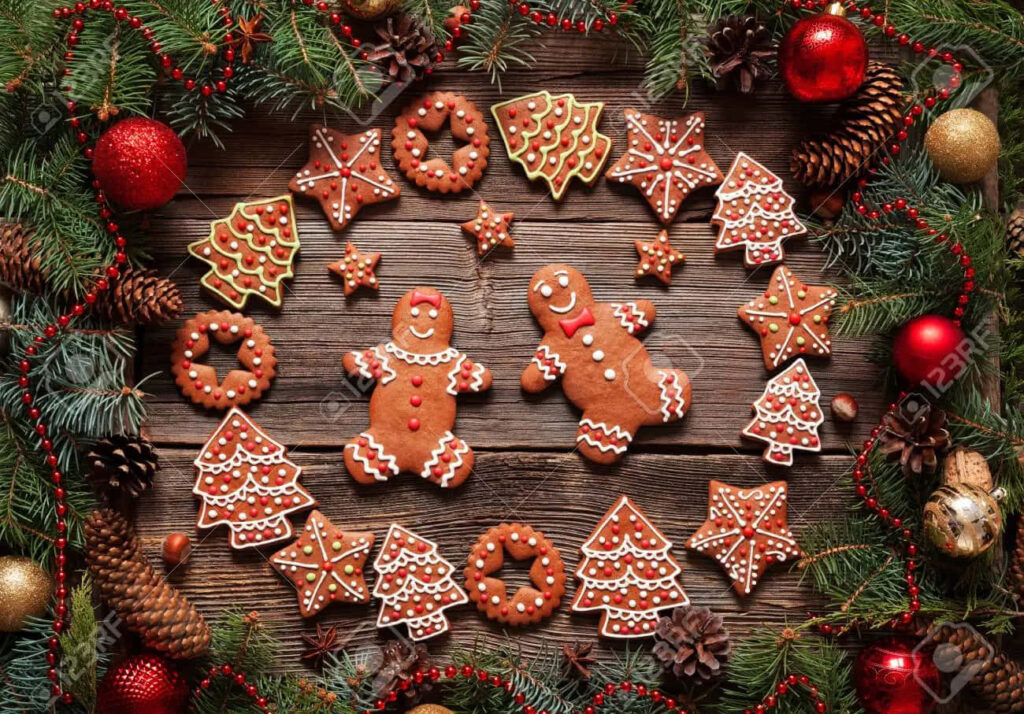Charming Gingerbread Cookie Wallpaper: Festive Christmas Scene
