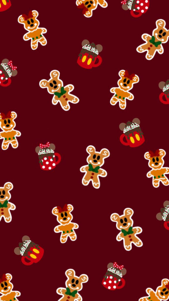 Festive Mickey & Minnie Gingerbread Wallpaper for a Magical Christmas