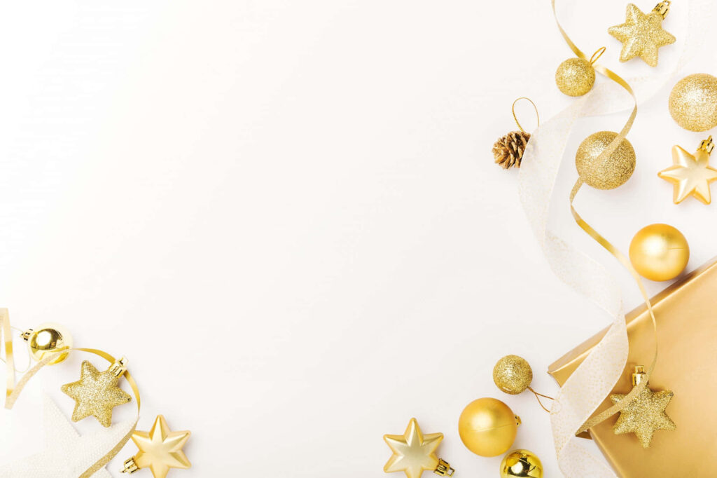 Golden Christmas Decorations Wallpaper - Festive Holiday Sparkle