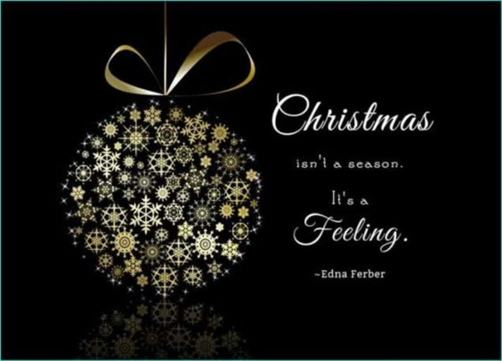 Festive Black Wallpaper: Gold Snowflake Ornament & Holiday Quote