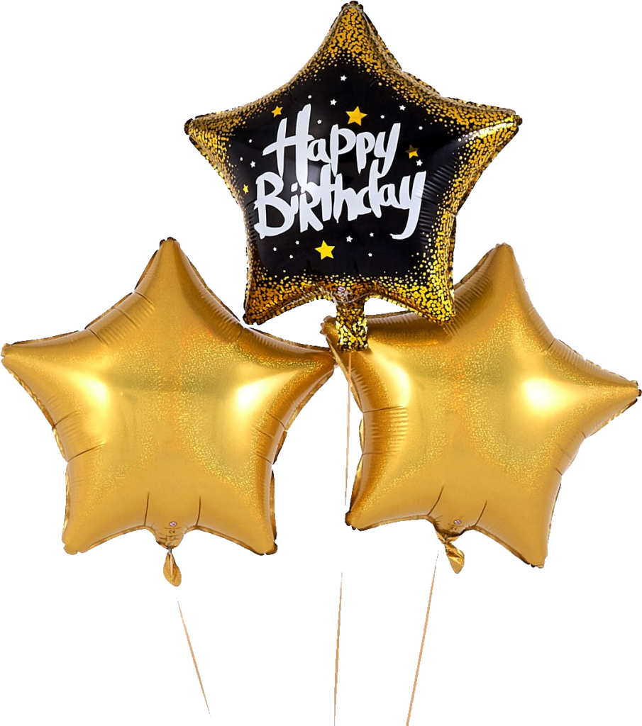 Gold Star-Shaped Balloons with Happy Birthday: Festive Wallpaper