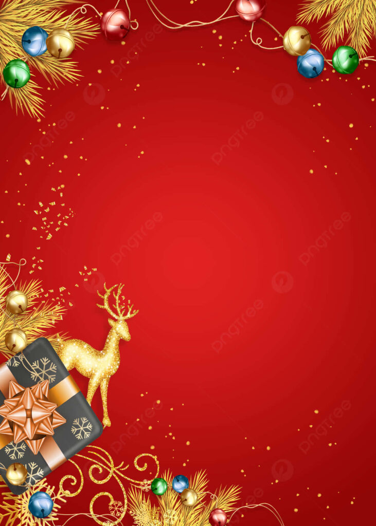 Joyful Christmas Wallpaper: Golden Reindeer & Vibrant Decor