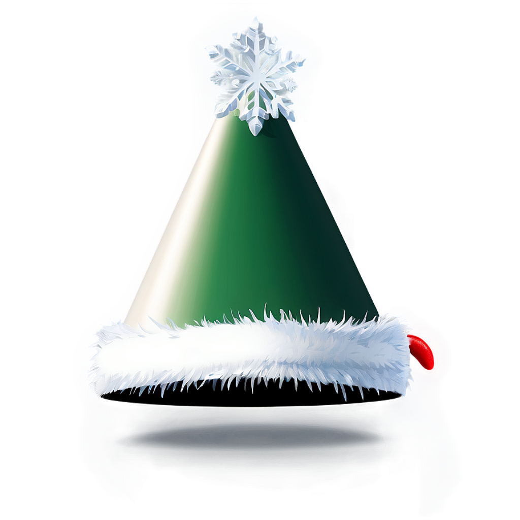 Vibrant Green Christmas Party Hat with Fur Trim & Snowflake Decoration Wallpaper