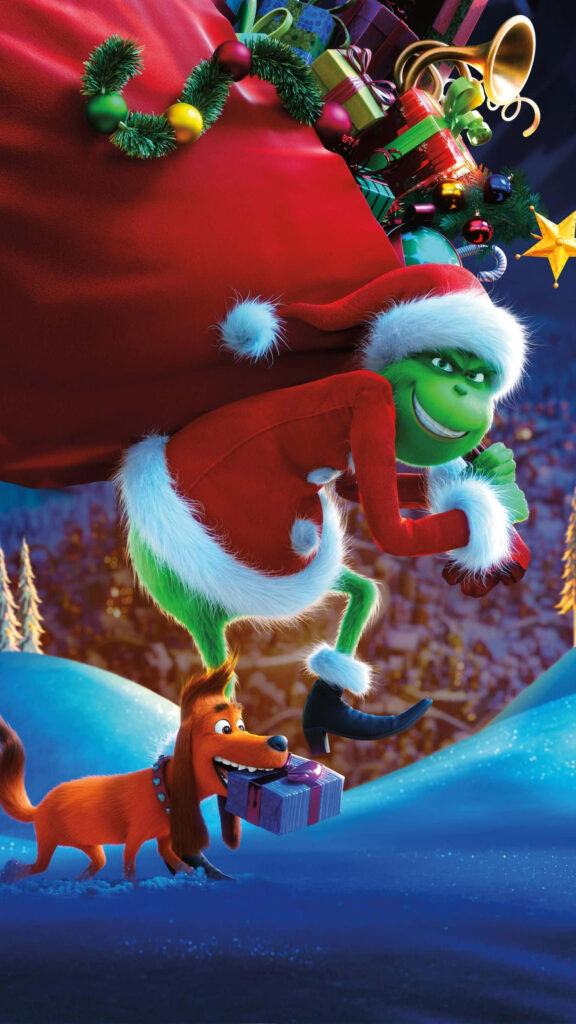 Playful Grinch & Max: Festive Wallpaper with Holiday Cheer