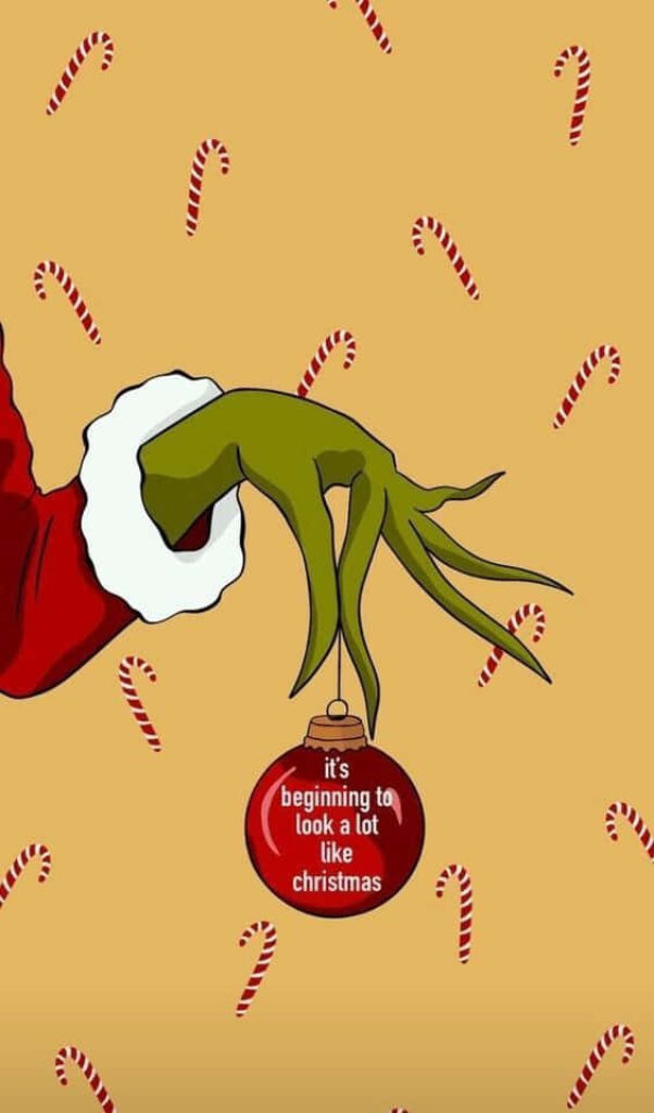Festive Grinch iPhone Wallpaper: Christmas Cheer & Candy Canes